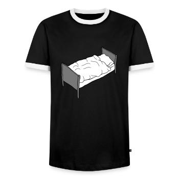 Bed frame bedroom furniture - Men's Ringer Shirt - black/white - Front - AI Model Female 172 light (172cm) & AI Model Male 178 light (178cm)
