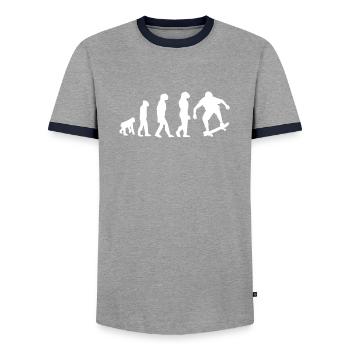 Skate-Evolution - Männer Kontrast-T-Shirt - Grau/Navy  - Vorne - AI Model Female 172 light (172cm) & AI Model Male 178 light (178cm)