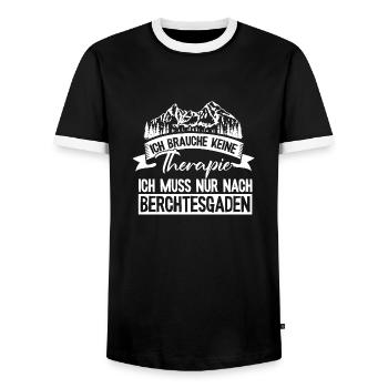 Berchtesgaden keine Therapie Watzmann Wandern - Männer Kontrast-T-Shirt - Schwarz/Weiß - Vorne - AI Model Female 172 light (172cm) & AI Model Male 178 light (178cm)