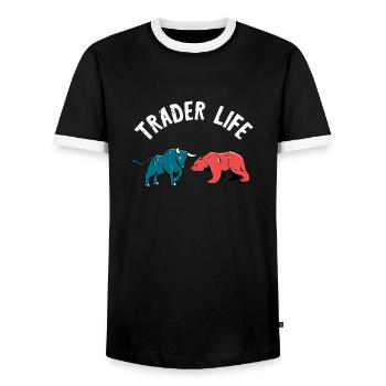 Stock Market Trader Investor Day Trading Börsenhän - Männer Kontrast-T-Shirt - Schwarz/Weiß - Vorne - AI Model Female 172 light (172cm) & AI Model Male 178 light (178cm)