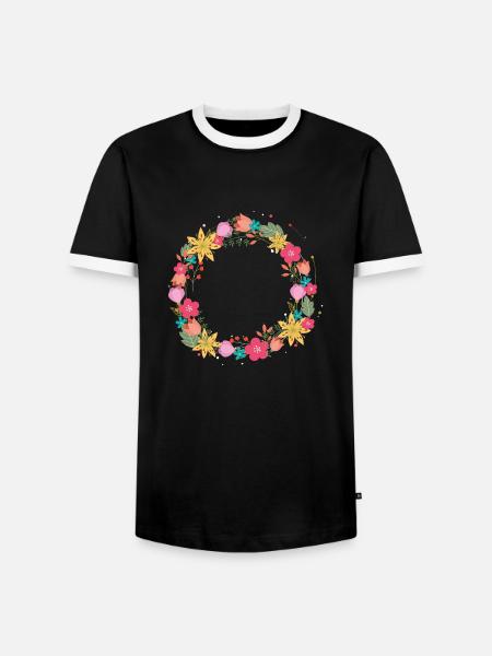 empty,flowers,flower wreath,floral,illustration - Men's Ringer Shirt - black/white