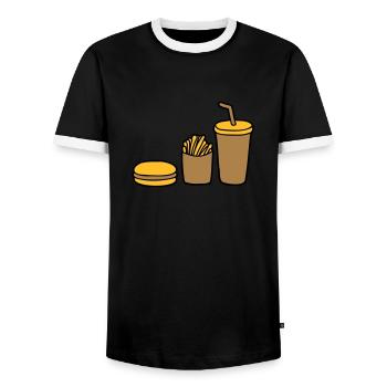 Burger Pommes Cola - Männer Kontrast-T-Shirt - Schwarz/Weiß - Vorne - AI Model Female 172 light (172cm) & AI Model Male 178 light (178cm)