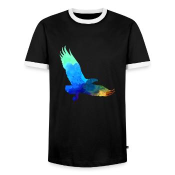eagle,watercolor,blue,colorful,painting,bird,turquoise - Men's Ringer Shirt - black/white - Front - AI Model Female 172 light (172cm) & AI Model Male 178 light (178cm)