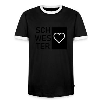 Schwesterherz - Männer Kontrast-T-Shirt - Schwarz/Weiß - Vorne - AI Model Female 172 light (172cm) & AI Model Male 178 light (178cm)