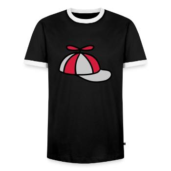 Chapeau d’hélice Conception de chapeau d’éolienne - T-shirt contrasté Homme - noir/blanc - Devant - AI Model Female 172 light (172cm) & AI Model Male 178 light (178cm)