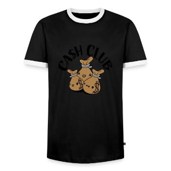 Cash Club Money Bags Friends - Men's Ringer Shirt - black/white - Front - AI Model Female 172 light (172cm) & AI Model Male 178 light (178cm)