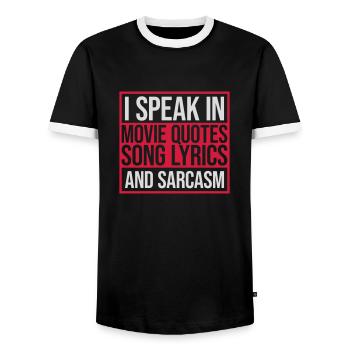 parler des paroles et du sarcasme - T-shirt contrasté Homme - noir/blanc - Devant - AI Model Female 172 light (172cm) & AI Model Male 178 light (178cm)