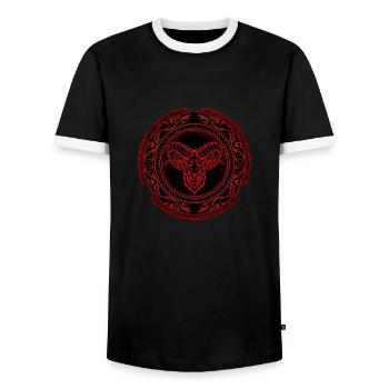 Wikinger Widder Aries - Männer Kontrast-T-Shirt - Schwarz/Weiß - Vorne - AI Model Female 172 light (172cm) & AI Model Male 178 light (178cm)