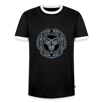 Wikinger Widder Aries - Männer Kontrast-T-Shirt - Schwarz/Weiß - Vorne - AI Model Female 172 light (172cm) & AI Model Male 178 light (178cm)