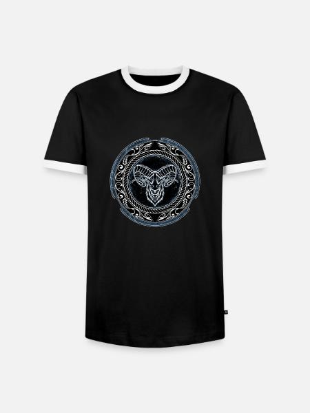 Wikinger Widder Aries - Männer Kontrast-T-Shirt - Schwarz/Weiß