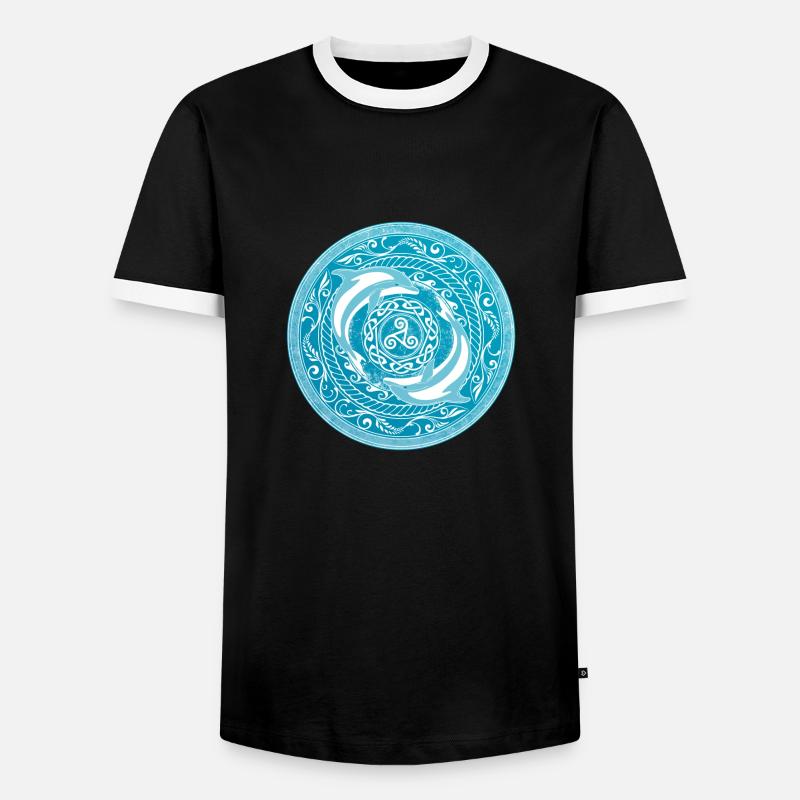 Celtic dolphins - Men's Ringer Shirt - black/white