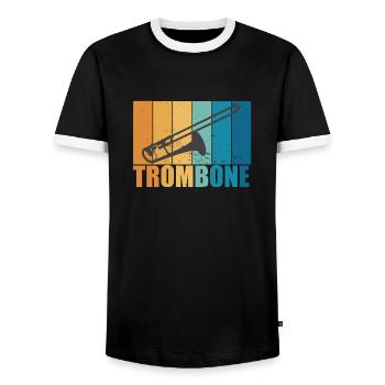 Trombone Vintage Musician Instrument Gift - Men's Ringer Shirt - black/white - Front - AI Model Female 172 light (172cm) & AI Model Male 178 light (178cm)