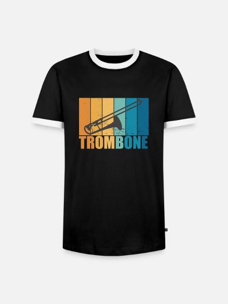 Trombone Vintage Musician Instrument Gift - Men's Ringer Shirt - black/white