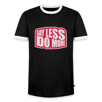say less do more - Männer Kontrast-T-Shirt - Schwarz/Weiß - Vorne - AI Model Female 172 light (172cm) & AI Model Male 178 light (178cm)