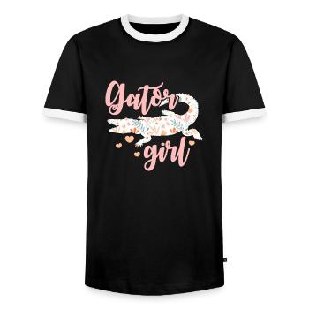 Gator Fille | Alligator - T-shirt contrasté Homme - noir/blanc - Devant - AI Model Female 172 light (172cm) & AI Model Male 178 light (178cm)