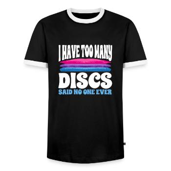 Discgolf Disc Golf Frisbee - Männer Kontrast-T-Shirt - Schwarz/Weiß - Vorne - AI Model Female 172 light (172cm) & AI Model Male 178 light (178cm)