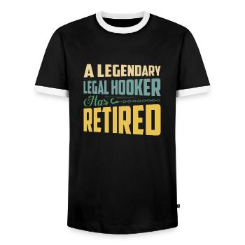 A Legendary Legal Has Retired Tow Trucker - Men's Ringer Shirt - black/white - Front - AI Model Female 172 light (172cm) & AI Model Male 178 light (178cm)