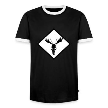 Moose Skull - Men's Ringer Shirt - black/white - Front - AI Model Female 172 light (172cm) & AI Model Male 178 light (178cm)