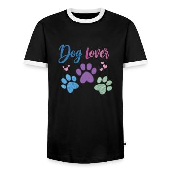 Hundeliebhaber - Hundepfote - Männer Kontrast-T-Shirt - Schwarz/Weiß - Vorne - AI Model Female 172 light (172cm) & AI Model Male 178 light (178cm)