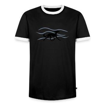 Saluki Motif - Men's Ringer Shirt - black/white - Front - AI Model Female 172 light (172cm) & AI Model Male 178 light (178cm)