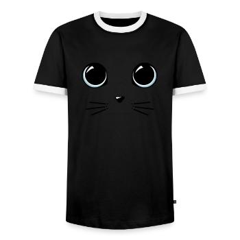Yeux chat - T-shirt contrasté Homme - noir/blanc - Devant - AI Model Female 172 light (172cm) & AI Model Male 178 light (178cm)
