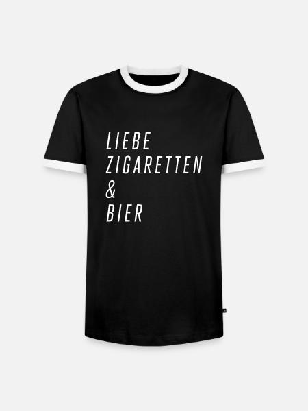 Liebe Zigaretten & Bier - Männer Kontrast-T-Shirt - Schwarz/Weiß