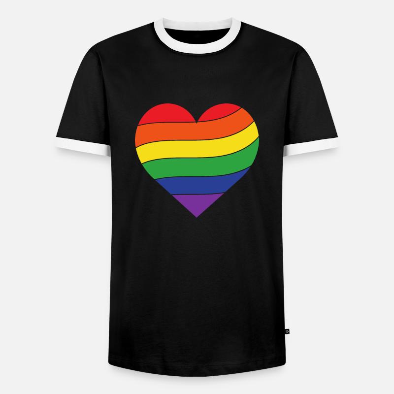 Rainbow Heart | Pride - Men's Ringer Shirt - black/white