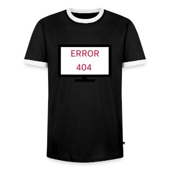 Computer Error 404 - Men's Ringer Shirt - black/white - Front - AI Model Female 172 light (172cm) & AI Model Male 178 light (178cm)