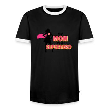 My mom is a Superhero-Meine Mama ist ein Superheld - Männer Kontrast-T-Shirt - Schwarz/Weiß - Vorne - AI Model Female 172 light (172cm) & AI Model Male 178 light (178cm)