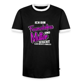 Feuerwehrfrau Mutter Keine Angst - Männer Kontrast-T-Shirt - Schwarz/Weiß - Vorne - AI Model Female 172 light (172cm) & AI Model Male 178 light (178cm)