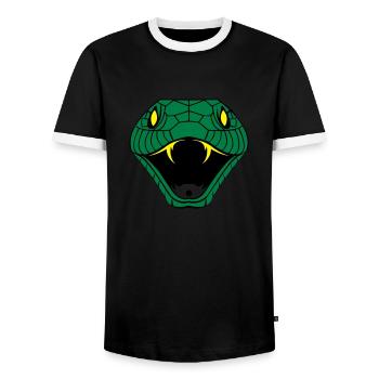 snake_002 - T-shirt contrasté Homme - noir/blanc - Devant - AI Model Female 172 light (172cm) & AI Model Male 178 light (178cm)