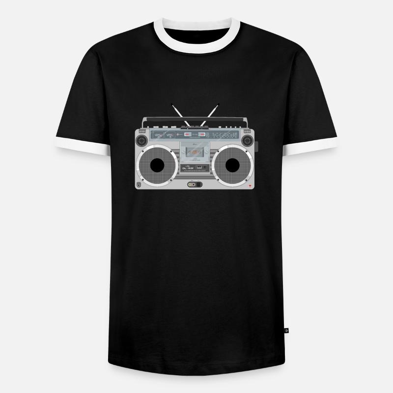 Ghettoblaster Retro - Männer Kontrast-T-Shirt - Schwarz/Weiß