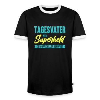 Tagesvater Superheld Tagespapa Erzieher Geschenk - Männer Kontrast-T-Shirt - Schwarz/Weiß - Vorne - AI Model Female 172 light (172cm) & AI Model Male 178 light (178cm)