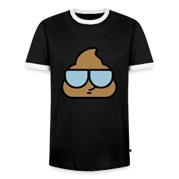 Emoji poop cool glasses - Men's Ringer Shirt - black/white - Front - AI Model Female 172 light (172cm) & AI Model Male 178 light (178cm)