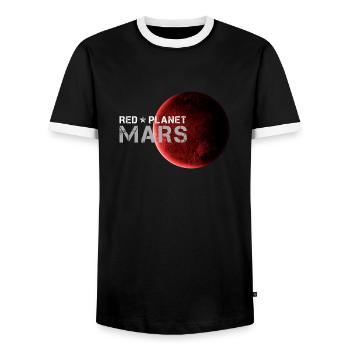Mars Red Planet Gift for Space Fans - Men's Ringer Shirt - black/white - Front - AI Model Female 172 light (172cm) & AI Model Male 178 light (178cm)