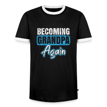 Become a happy grandpa again - Men's Ringer Shirt - black/white - Front - AI Model Female 172 light (172cm) & AI Model Male 178 light (178cm)