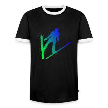 Ski jumping Ski flying Winter sports Ski jumpers - Men's Ringer Shirt - black/white - Front - AI Model Female 172 light (172cm) & AI Model Male 178 light (178cm)