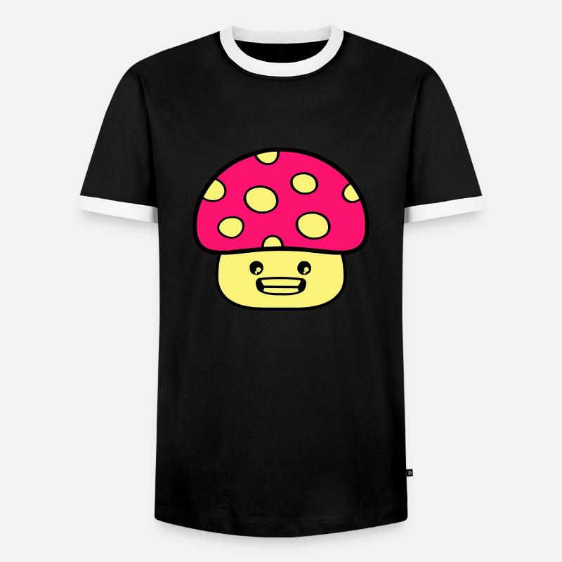 Pilz Comic - Männer Kontrast-T-Shirt - Schwarz/Weiß