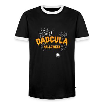 DADcula Halloween Awesome Cob Spider Designs - Männer Kontrast-T-Shirt - Schwarz/Weiß - Vorne - AI Model Female 172 light (172cm) & AI Model Male 178 light (178cm)