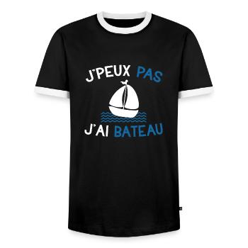 Je peux pas j'ai bateau cadeau humour marin homme - T-shirt contrasté Homme - noir/blanc - Devant - AI Model Female 172 light (172cm) & AI Model Male 178 light (178cm)