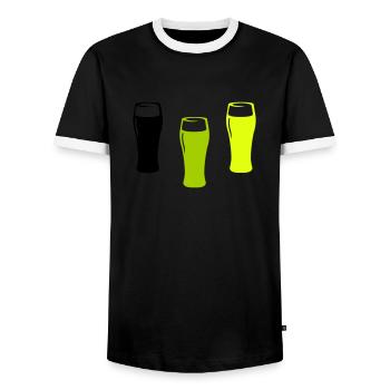 Beer Glasses - Men's Ringer Shirt - black/white - Front - AI Model Female 172 light (172cm) & AI Model Male 178 light (178cm)