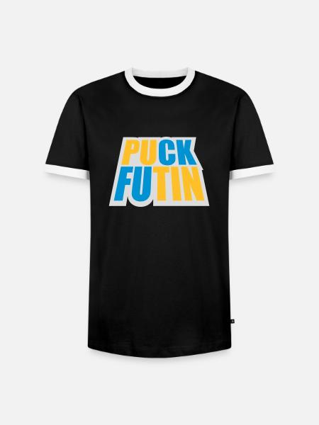 puck futin logo design - Men's Ringer Shirt - black/white