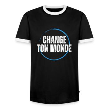 T-shirt positive attitude - T-shirt contrasté Homme - noir/blanc - Devant - AI Model Female 172 light (172cm) & AI Model Male 178 light (178cm)