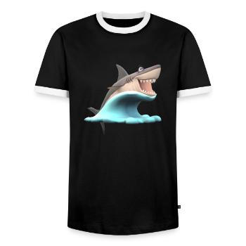 Shark Wave Water Ocean Sea - T-shirt contrasté Homme - noir/blanc - Devant - AI Model Female 172 light (172cm) & AI Model Male 178 light (178cm)