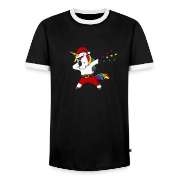 Weihnachten Einhorn Regenbogen dabing Geschenk - Männer Kontrast-T-Shirt - Schwarz/Weiß - Vorne - AI Model Female 172 light (172cm) & AI Model Male 178 light (178cm)