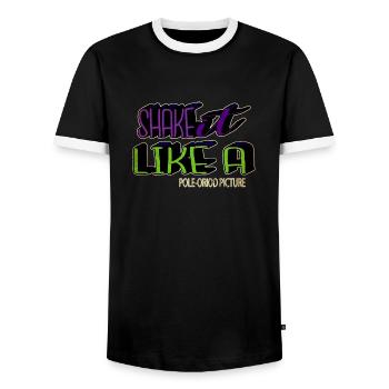 Dinosaur Moon Beards Couples Baby Happy Geek Cute - Men's Ringer Shirt - black/white - Front - AI Model Female 172 light (172cm) & AI Model Male 178 light (178cm)