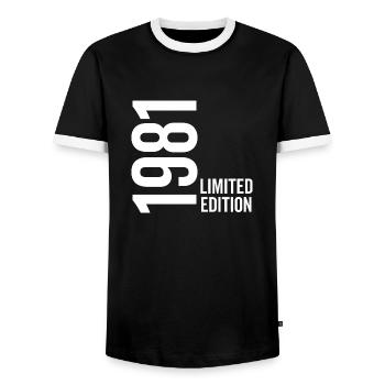1981 Édition limitée - T-shirt contrasté Homme - noir/blanc - Devant - AI Model Female 172 light (172cm) & AI Model Male 178 light (178cm)