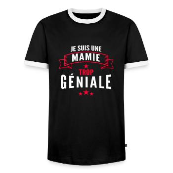 mamie géniale / cadeau humour mamie - T-shirt contrasté Homme - noir/blanc - Devant - AI Model Female 172 light (172cm) & AI Model Male 178 light (178cm)