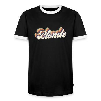 Blonde vintage - T-shirt contrasté Homme - noir/blanc - Devant - AI Model Female 172 light (172cm) & AI Model Male 178 light (178cm)