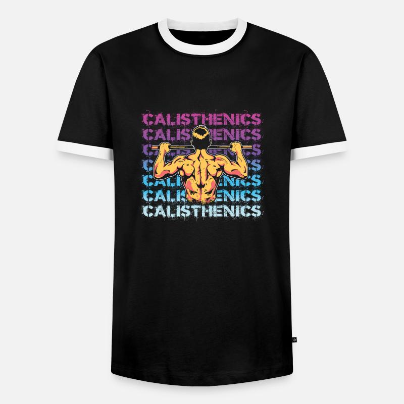 Calisthenics pull-up - Men's Ringer Shirt - black/white